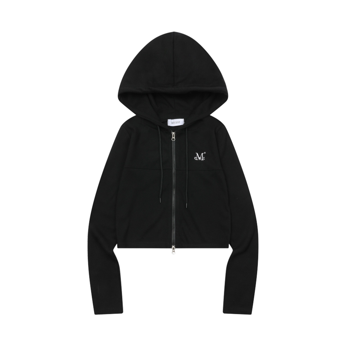 무센트 비브 투웨이 크롭 골지 니트 집업 블랙