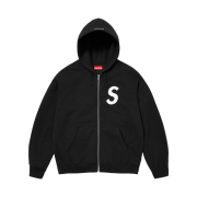 Supreme S Logo Zip Up Hooded Sweatshirt Black - 23FW