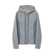 Millo Women Two-Way Side Hood Zip-Up Melange Gray