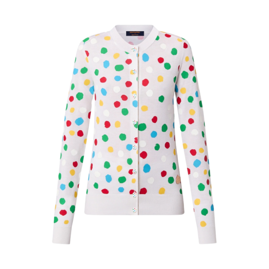 (W) Louis Vuitton x YK Painted Dots Cardigan White