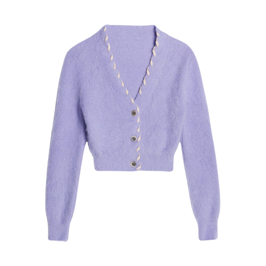 (W) 자크뮈스 르 가디건 라조 브레이디드 모헤어 가디건 퍼플((W) Jacquemus Le Cardigan Lazo Braided Mohair Cardigan Purple) - 1
