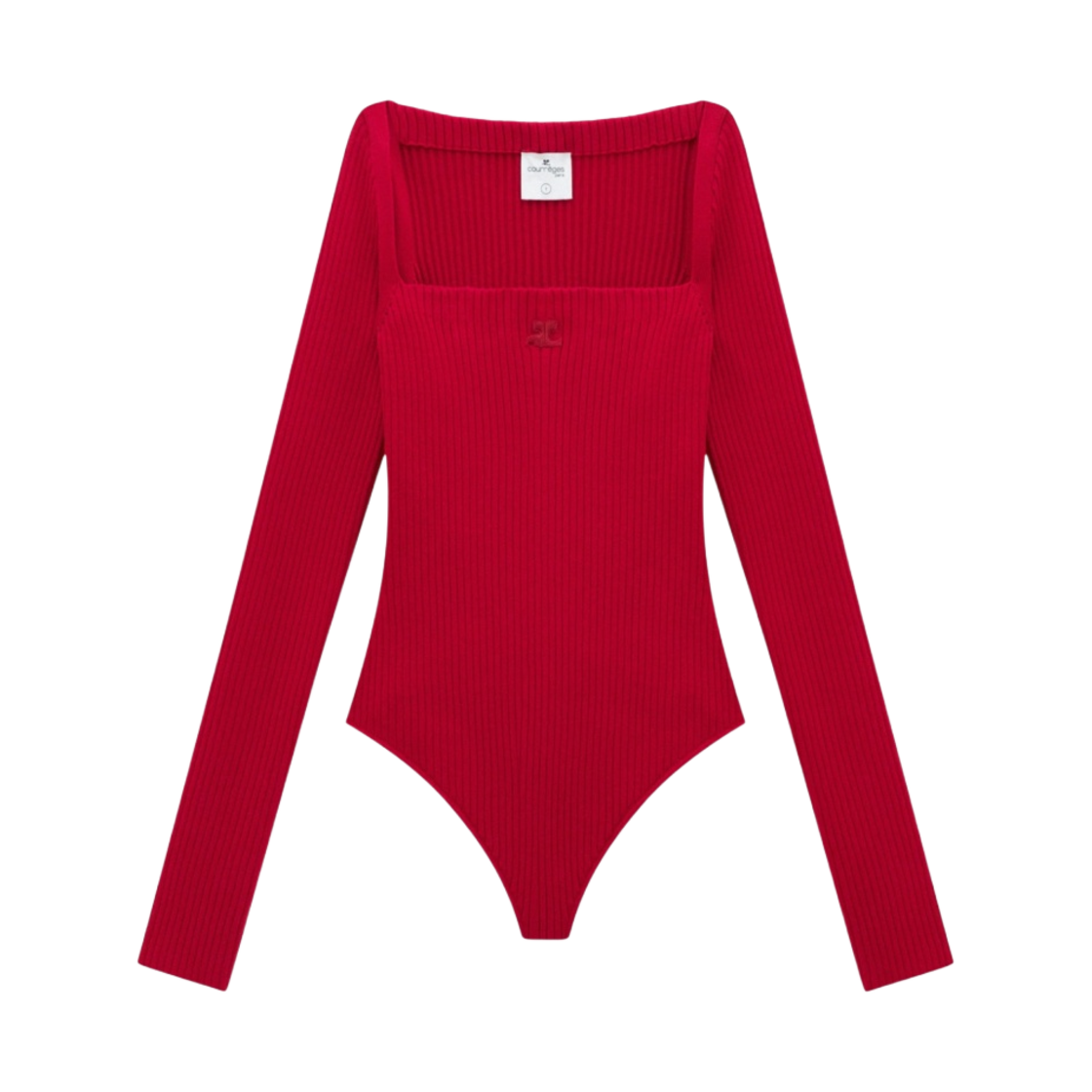(W) 꾸레쥬 립 바디수트 체리 레드((W) Courreges Rib Bodysuit Cherry Red) - 1