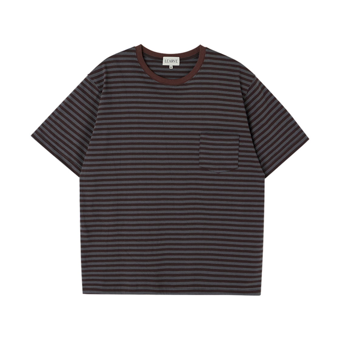 LE7SIN03-VI LEARVE Phantom Stripe Round T-Shirt Brown