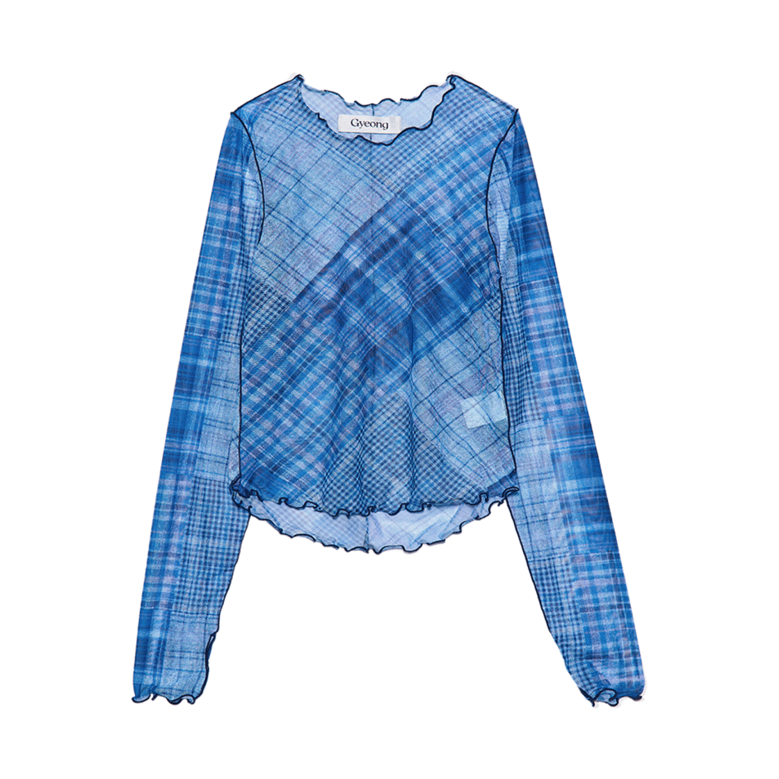 경 체크 메시 탑 블루 체크(Gyeong Check Mesh Top Blue Check)