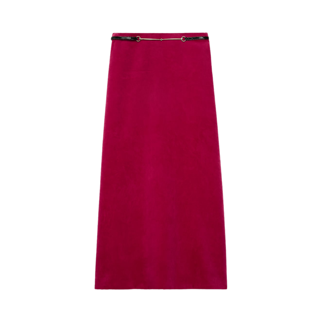 (W) 구찌 벨벳 스커트 홀스빗 벨트 레드((W) Gucci Velvet Skirt with Horsebit Belt Red) - 1