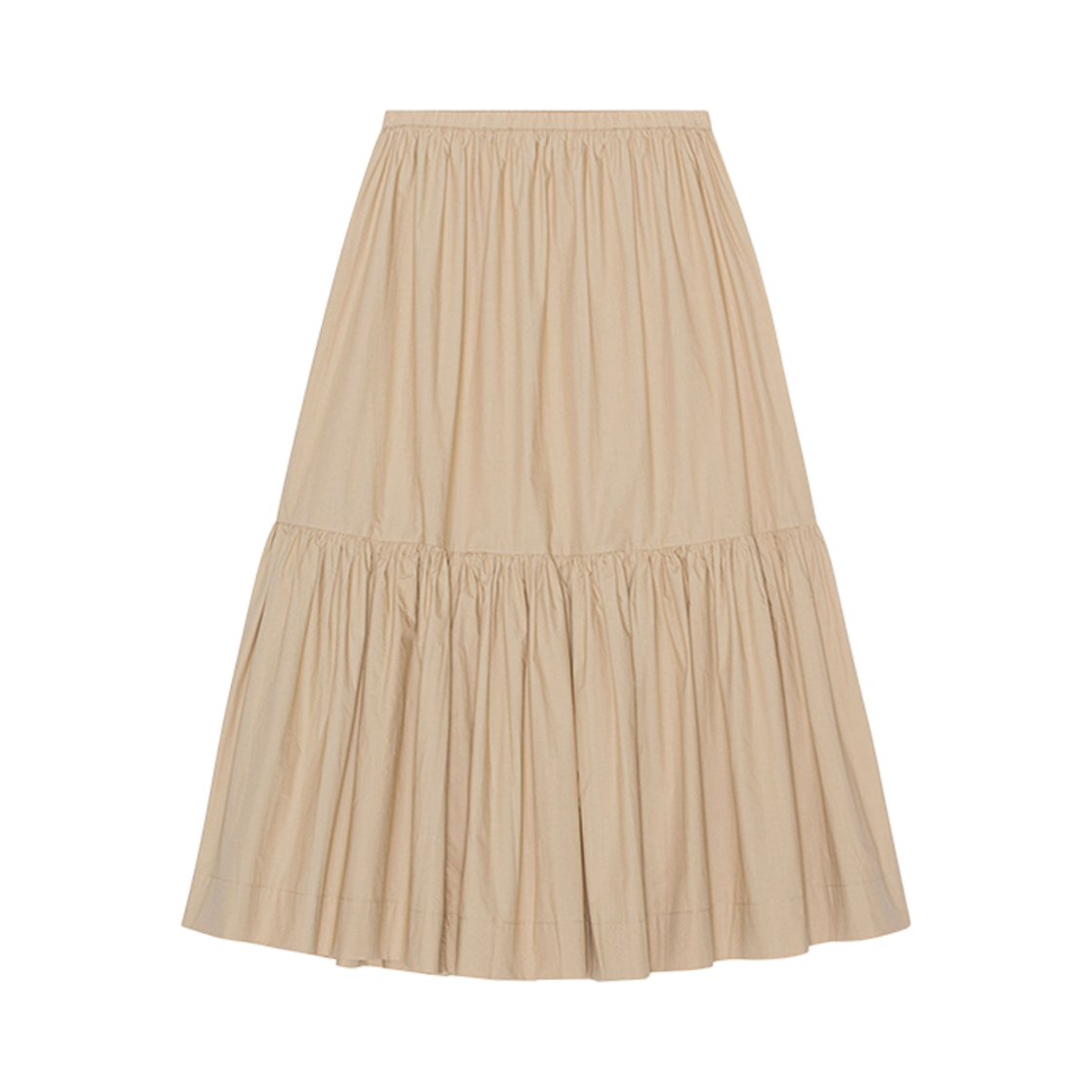 F8187-877 (W) Ganni Cotton Poplin Maxi Flounce Skirt Curds Whey