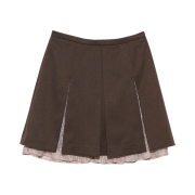 Gyeong Pleats Slit Skirt Brown