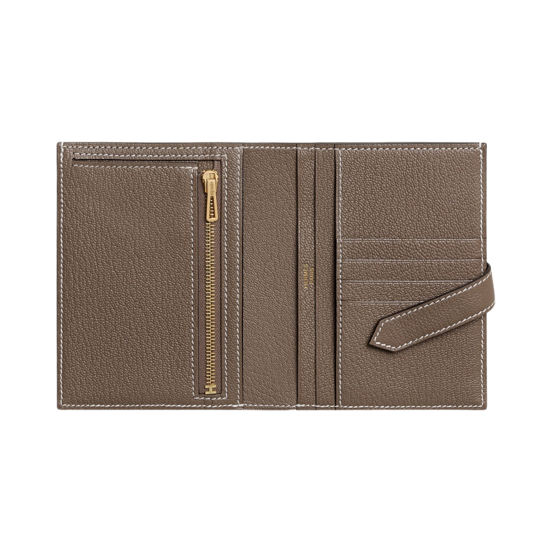 에르메스 베안 컴팩트 지갑 고트스킨 & 골드 하드웨어 에뚜쁘(Hermes Bearn Compact Wallet Goatskin & Gold Etoupe) - 2