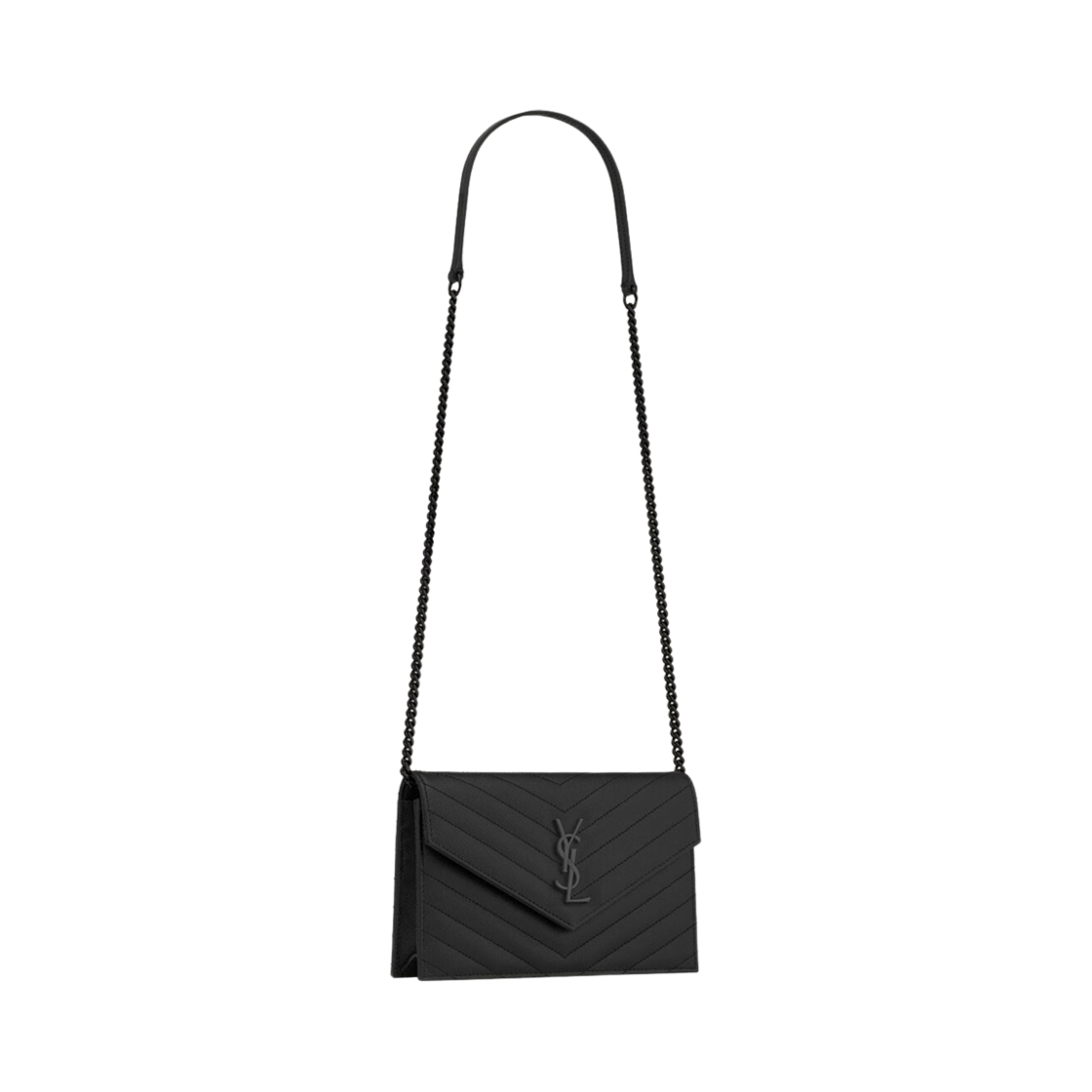 생로랑 카산드라 엔벨로프 체인 월렛 그레인 드 뿌드르 레더 느와르(Saint Laurent Cassandre Envelope Chain Wallet In Grain De Poudre Leather Noir) - 5