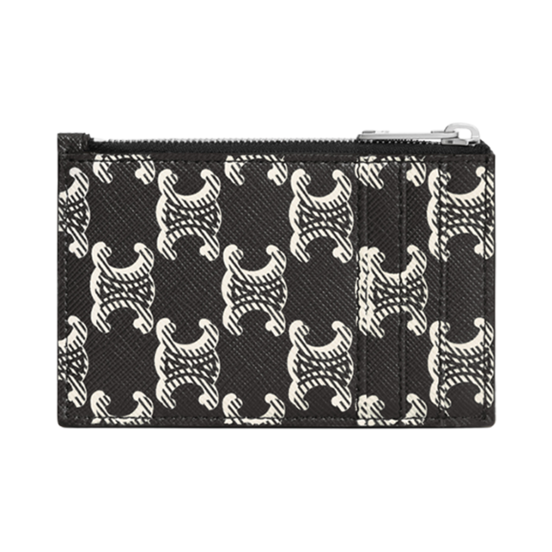 셀린느 지퍼 카드 홀더 트리옹프 캔버스 투톤 카프스킨 블랙 화이트(Celine Zipped Card Holder in Triomphe Canvas Two-Tone Calfskin Black White) - 3