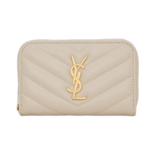 Saint Laurent Cassandre Matelasse Coin Card Wallet In Lambskin Blanc Vintage