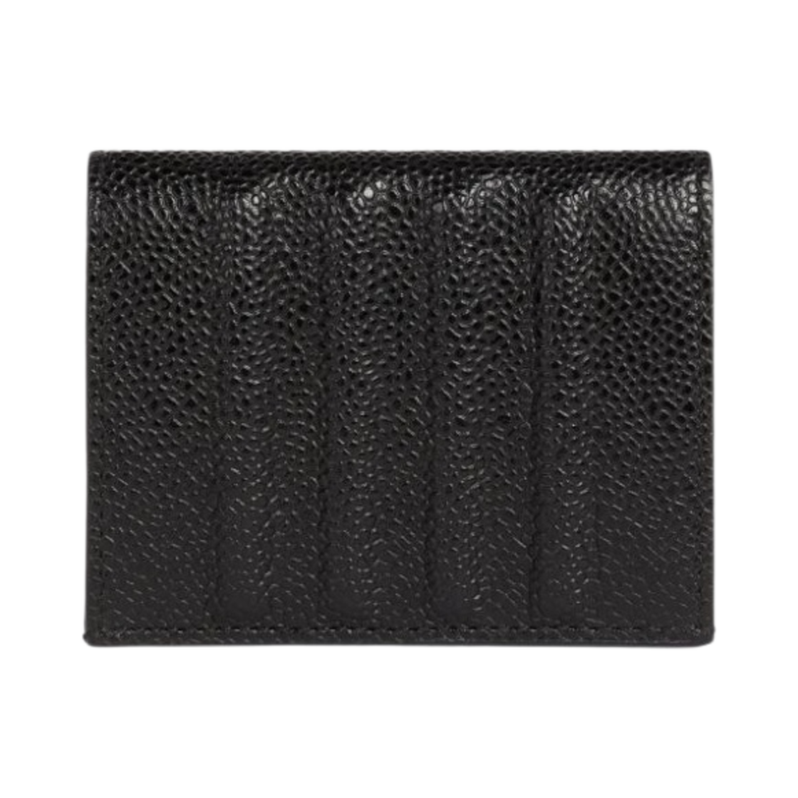 MAW300A-00198-001 Thom Browne Pebble Grain Leather Debossed 4-Bar Double Card Holder Black