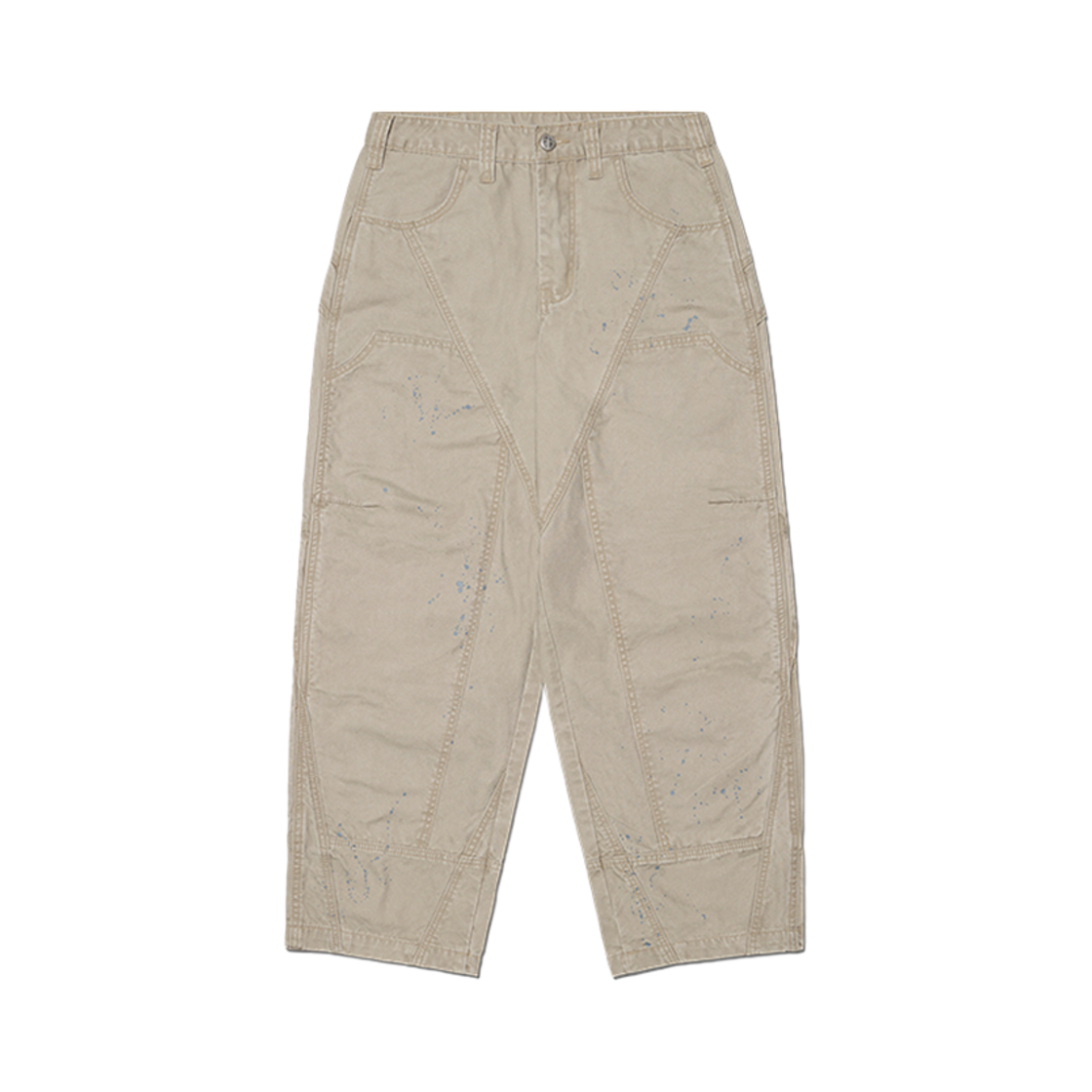 노매뉴얼 페인티드 더블 니 팬츠 워시드 베이지(NOMANUAL Painted Double Knee Pants Washed Beige)