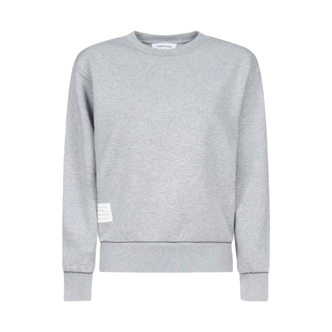 FJT070A-03377-055 (W) Thom Browne Classic Loopback with Center Back RWB Stripe Crewneck Sweatshirt Light Grey