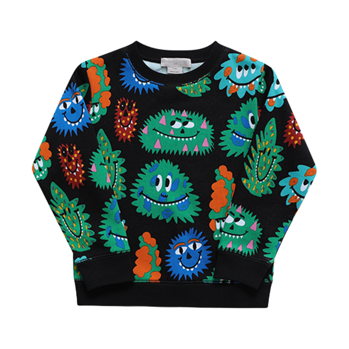 (키즈) 스텔라 맥카트니 몬스터 프린트 스웨트셔츠 블랙 멀티컬러((Kids) Stella McCartney Monster Print Sweatshirt Black Multicolour)