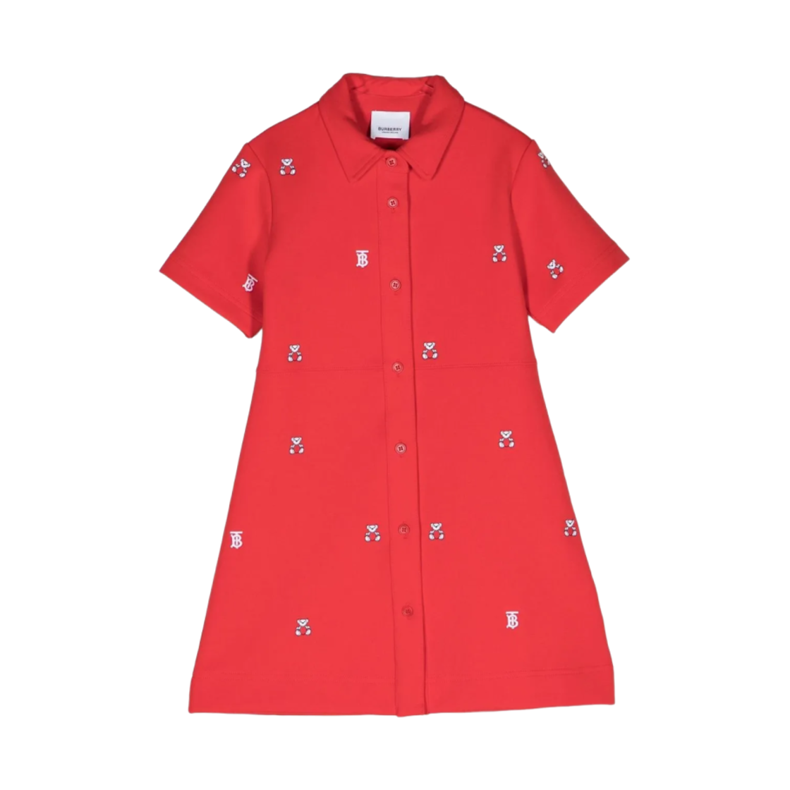 8061685 (Kids) Burberry Embroidered Bear Blend Dress Bright Red
