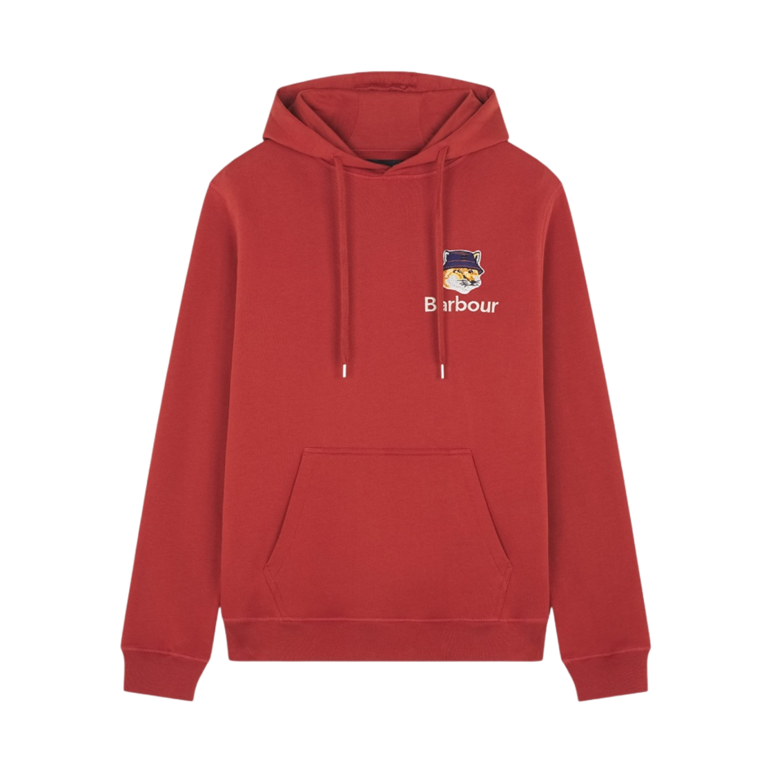 [20% 쿠폰] 바버 x 메종 키츠네 폭스 헤드 후드 번트 레드([20% 쿠폰] Barbour x Maison Kitsune Fox Head Hoodie Burnt Red)
