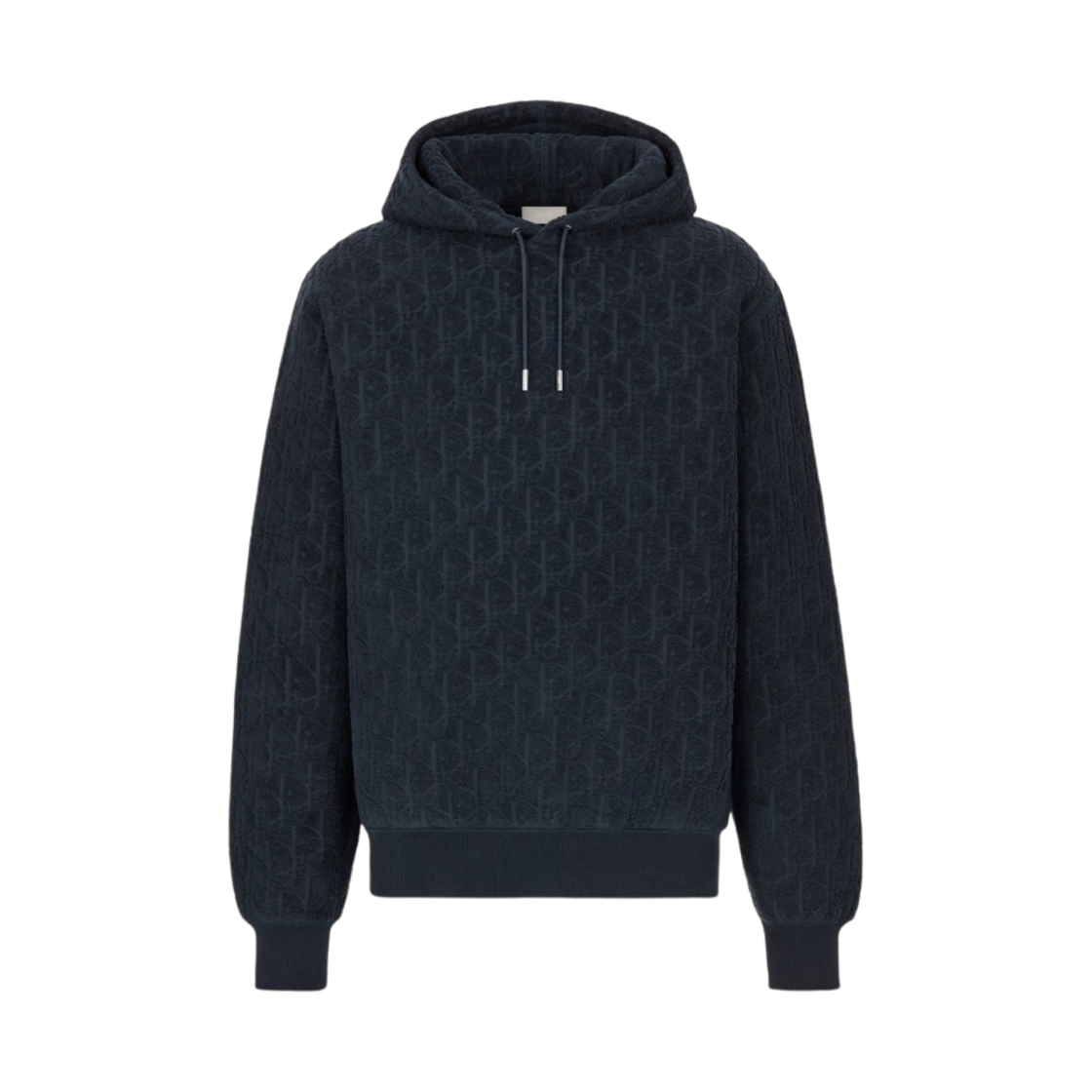 디올 오블리크 릴렉스드 핏 테리 코튼 자카드 후드 스웨트셔츠 네이비 블루(Dior Oblique Relaxed Fit Terry Cotton Jacquard Hooded Sweatshirt Navy Blue)