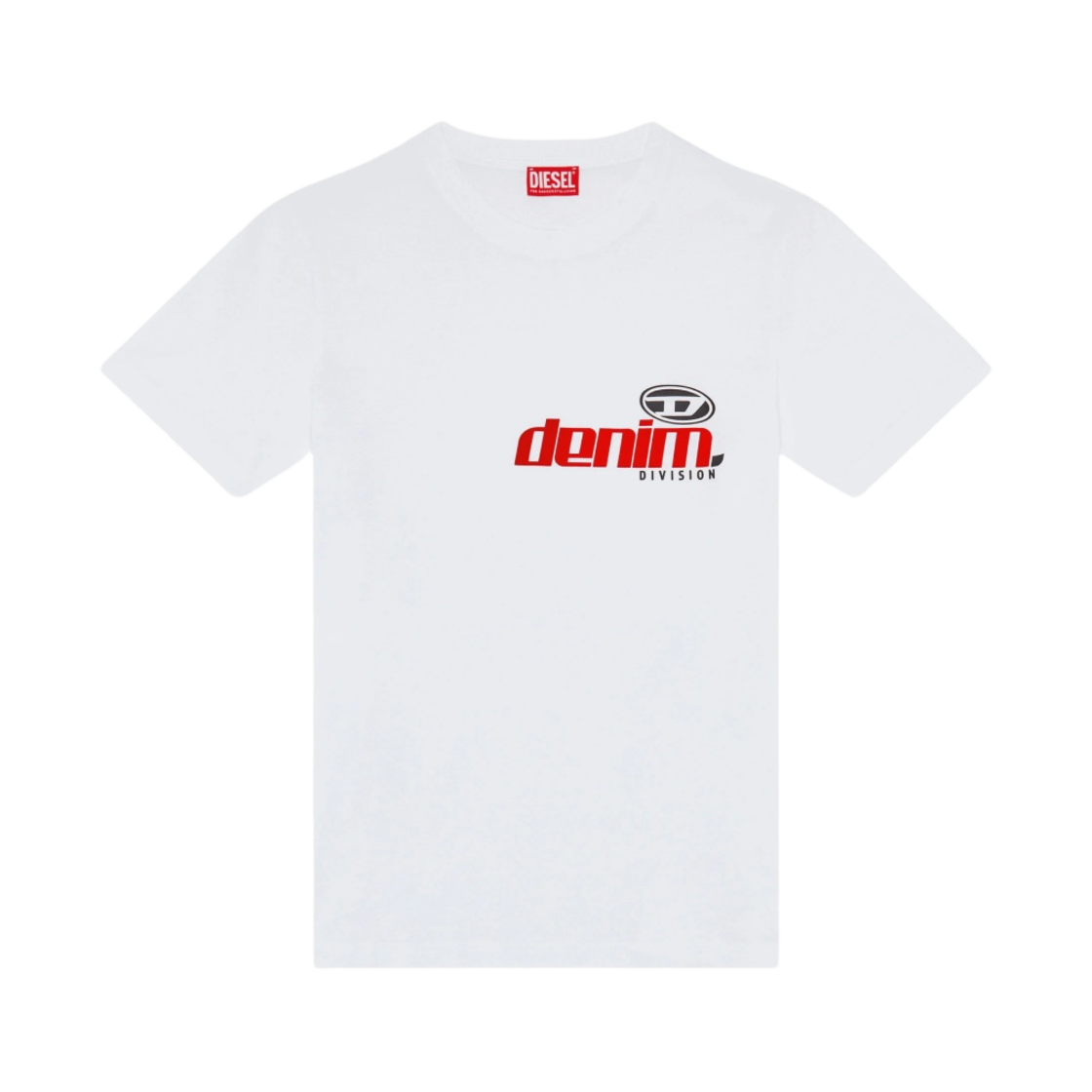 디젤 T-디에고어-L14 티셔츠 샤이니 플록 프린트 화이트(Diesel T-Diegor-L14 T-Shirt with Shiny Flocked Print White) - 1