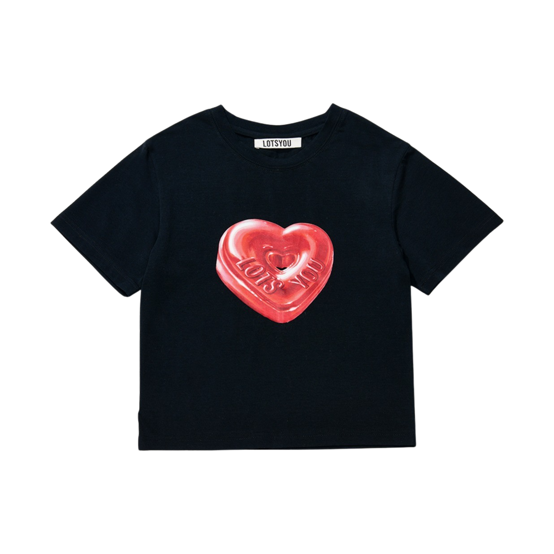 PWTH2RSW204_01 Lots You THE FRIEND HEART CANDY Tee Black - 대표 이미지 #1