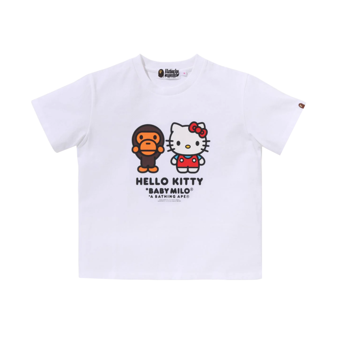 (W) 베이프 베이비 마일로 x 헬로 키티 미니 티셔츠 화이트((W) BAPE Baby Milo x Hello Kitty Mini T-Shirt White)