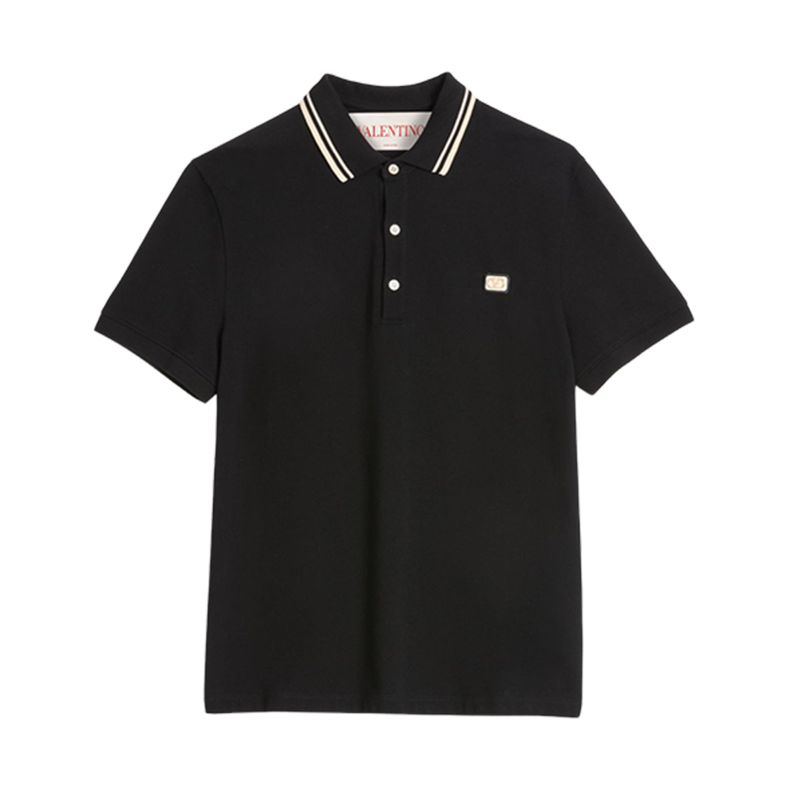 발렌티노 브이로고 패치 코튼 피케 폴로 셔츠 블랙(Valentino Cotton Pique Polo Shirt with Vlogo Patch Black)