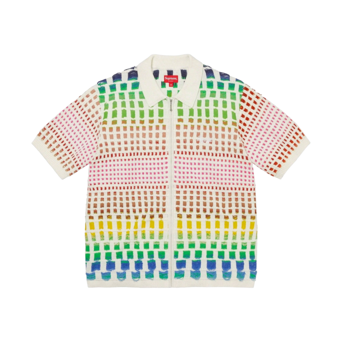 슈프림 그라디언트 그리드 집업 폴로 내츄럴 - 23SS(Supreme Gradient Grid Zip Up Polo Natural - 23SS)