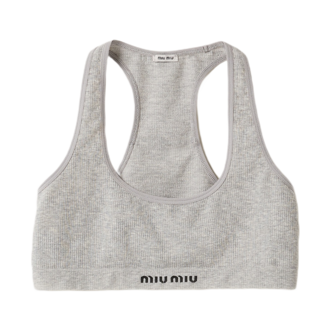미우 미우 심리스 멜린지 레이서백 크롭 탑 그레이(Miu Miu Seamless Melange Racerback Crop Top Grey) - 1
