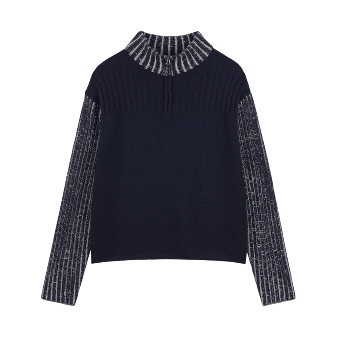 - Deinet Merino Wool Knit Half Zip-Up Navy