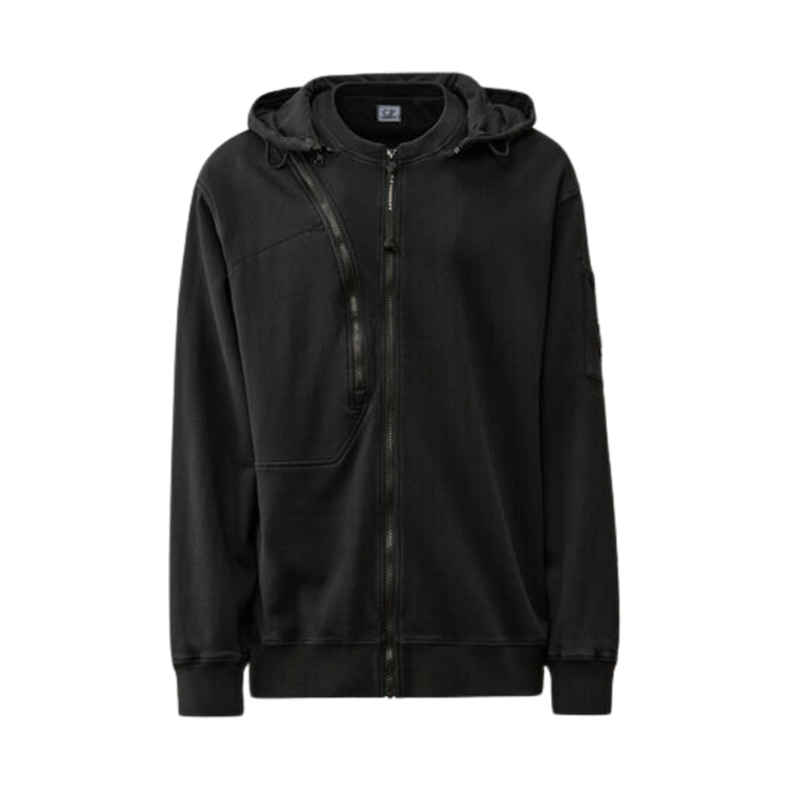 C.P. 컴퍼니 코튼 플리스 후드 스웨트셔츠 블랙 - 24SS(C.P. Company Cotton Fleece Hooded Sweatshirt Black - 24SS) - 1