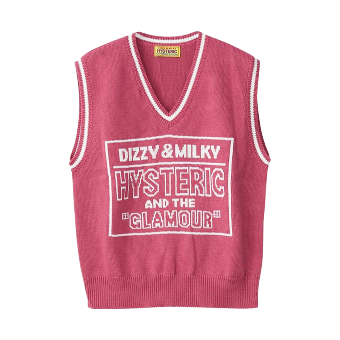 (W) 히스테릭 글래머 디지 & 밀키 자카드 베스트 핑크((W) Hysteric Glamour Dizzy & Milky Jacquard Vest Pink) - 1