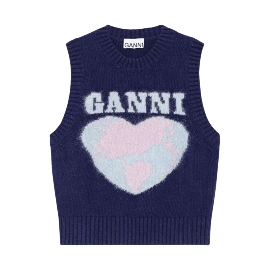(W) 가니 그래픽 베스트 스카이 캡틴((W) Ganni Graphic Vest Sky Captain)