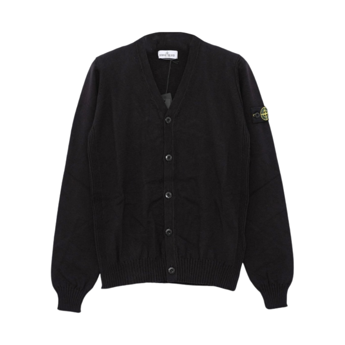 7816511A1-V0029 (Kids) Stone Island 511A1 Wappen Patch V-Neck Knit Cardigan Black - 23SS