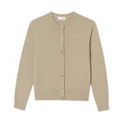 (W) Lacoste Basic Crewneck Cardigan Beige