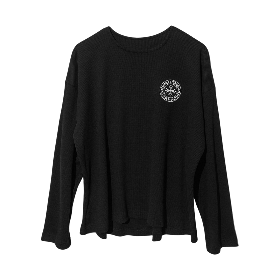 펀치 드렁크 파티즈 서클 로고 와플 라운지 롱슬리브 블랙(Punch Drunk Parties Circle Logo Waffle Lounge Longsleeve Black)