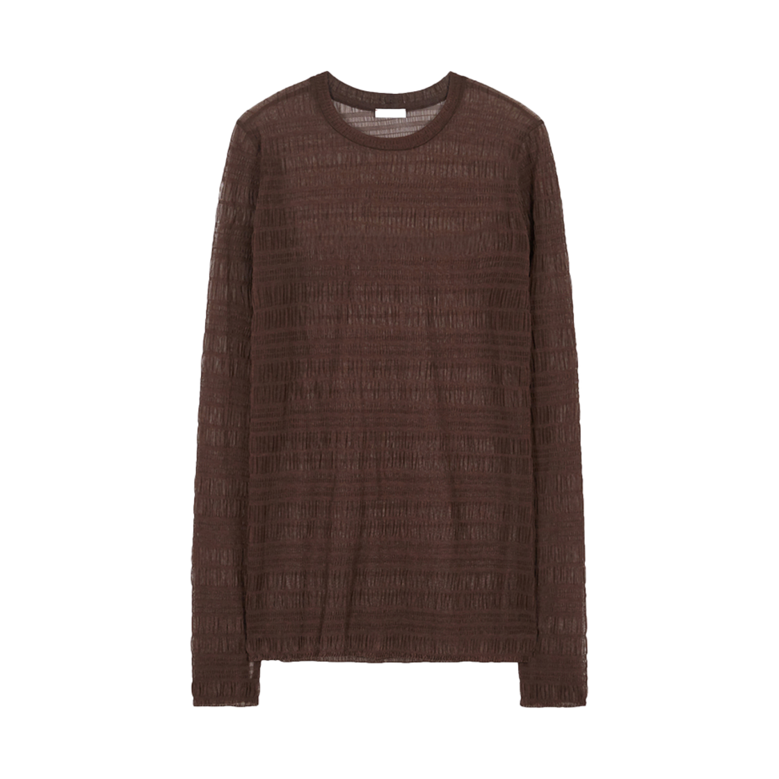 YJ0424_09_copy01 YUJI Sheer Smocking Loose Fit Top Brown