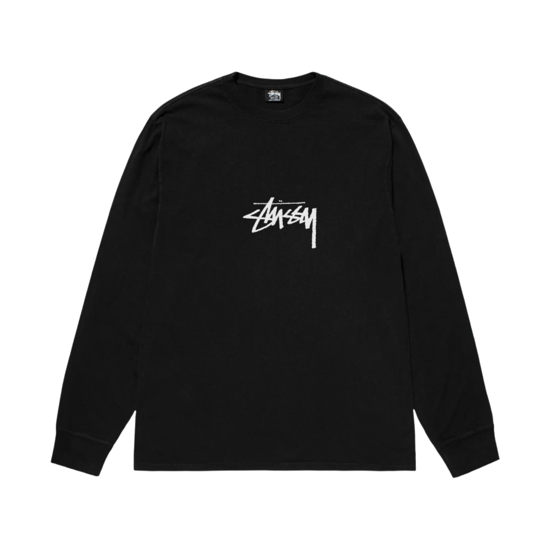 스투시 스몰 스탁 롱슬리브 티셔츠 피그먼트 다이드 블랙(Stussy Small Stock LS T-Shirt Pigment Dyed Black)