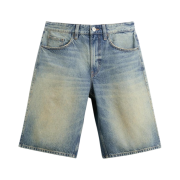 Zara Denim Baggy Bermuda Shorts Mid Blue