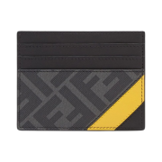 Fendi FF Motif Fabric Card Holder Gray