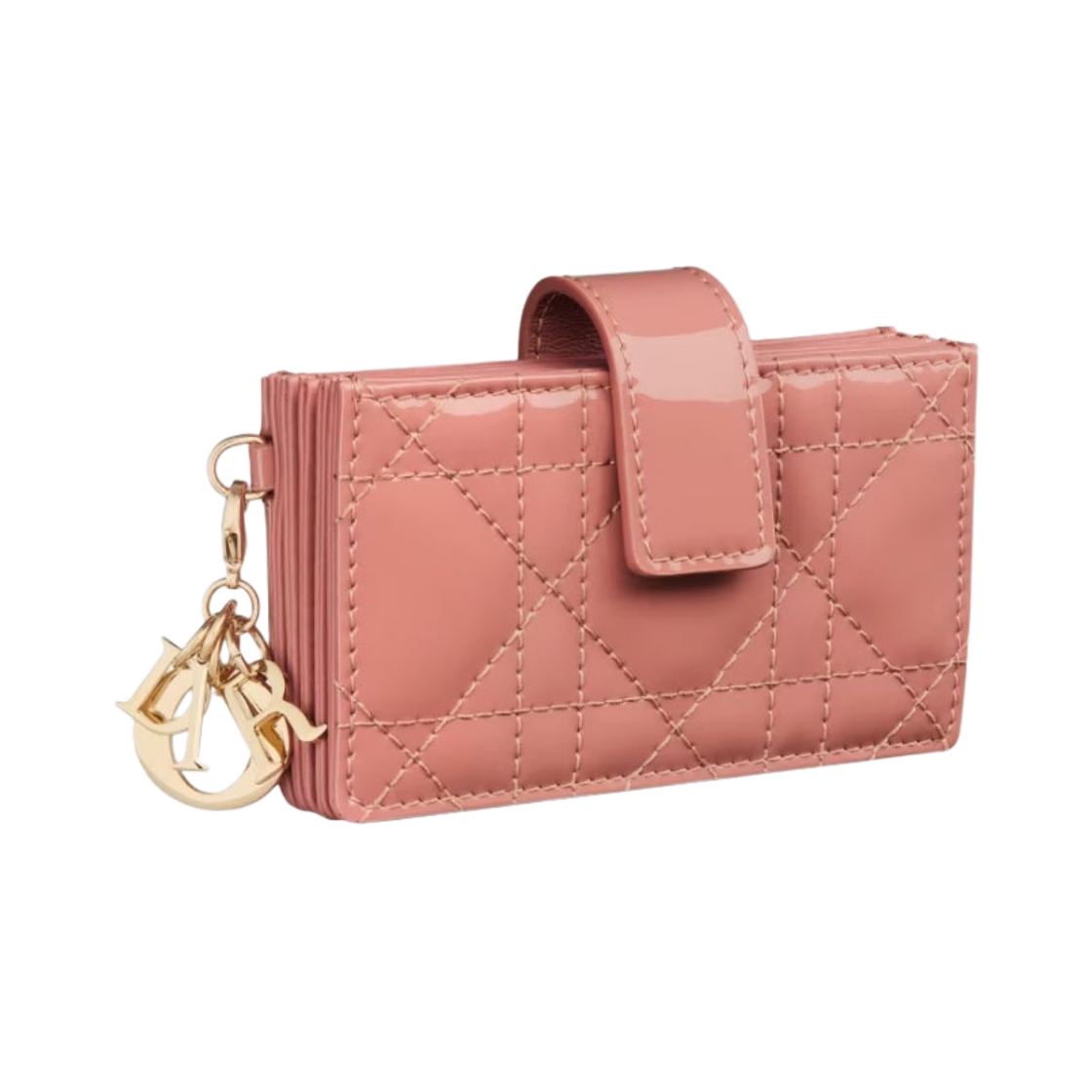 디올 레이디 5-포켓 카드 홀더 페이턴트 까나쥬 카프스킨 이터리얼 핑크(Dior Lady 5-Gusset Card Holder Patent Cannage Calfskin Ethereal Pink) - 1