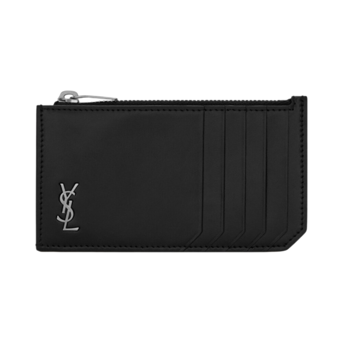 생로랑 매트 레더 타이니 카산드라 프라그망 지퍼 카드 케이스 블랙(Saint Laurent Tiny Cassandre Fragments Zip Card Case in Matte Leather Black)