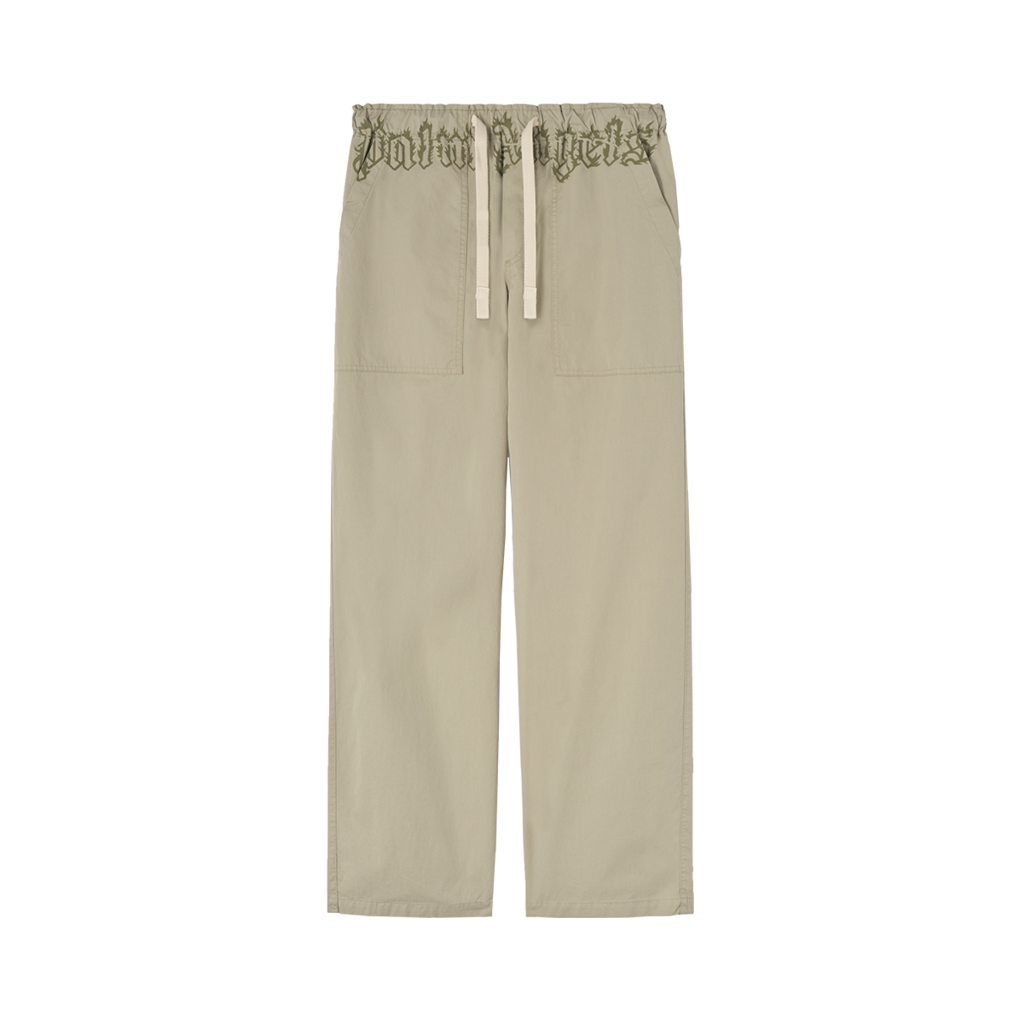 팜엔젤스 웨이스트 로고 루즈 팬츠 베이지(Palm Angels Waist Logo Loose Pants Beige - Military)
