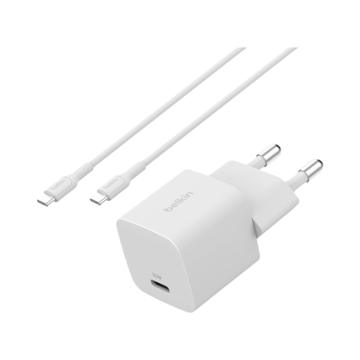 벨킨 25W USB-C PD 3.1 PPS 초소형 고속 충전기 1M 케이블 포함 WCA012B6