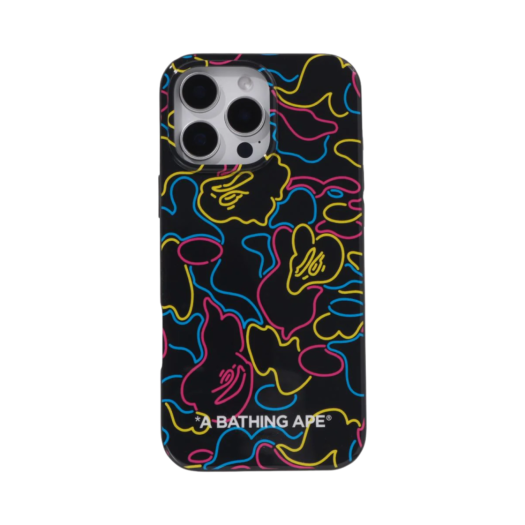 - BAPE Neon Camo iPhone 16 Pro Max Case Black