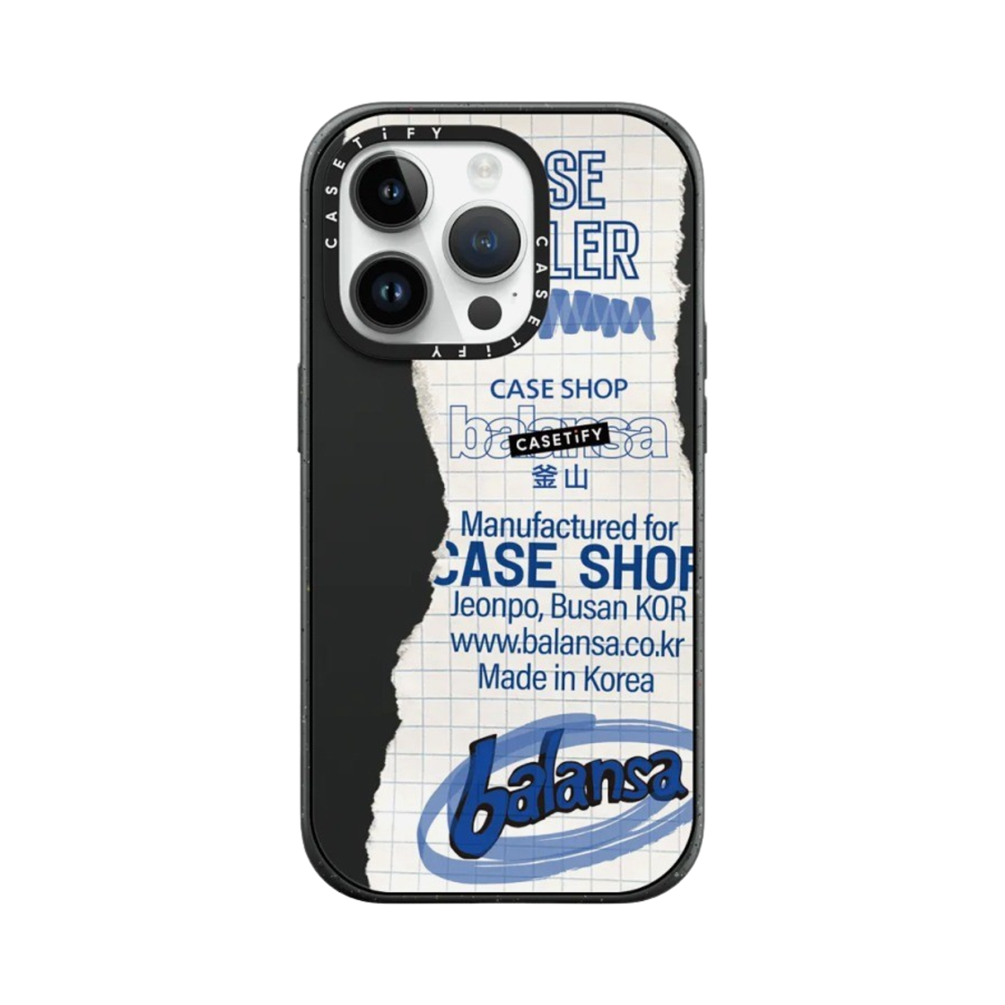 케이스티파이 x 발란사 아이폰 메모 임팩트 케이스 블랙 매트 블랙(Casetify x Balansa iPhone Memo Impact Case Black Matt Black) - 1