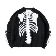 Kapital 5G Cotton Knit Bone Crewneck Sweater Black
