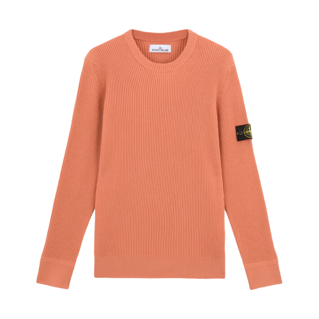 8115553C2-V0032 Stone Island 553C2 Full Rib RWS Wool Crewneck Sweater with Band Motif Orange - 24FW