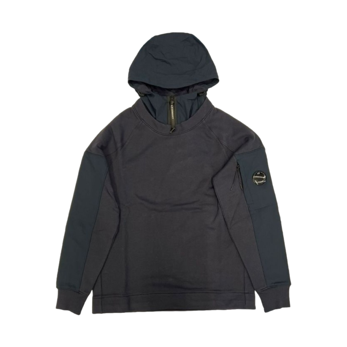 C.P. 컴퍼니 다이애그널 레이즈드 플리스 믹스드 풀오버 후드 네이비 - 22SS(C.P. Company Diagonal Raised Fleece Mixed Pullover Hoodie Navy - 22SS) - 1