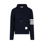 Thom Browne Cashmere Wool Waffle 4-Bar Pullover Hoodie Navy