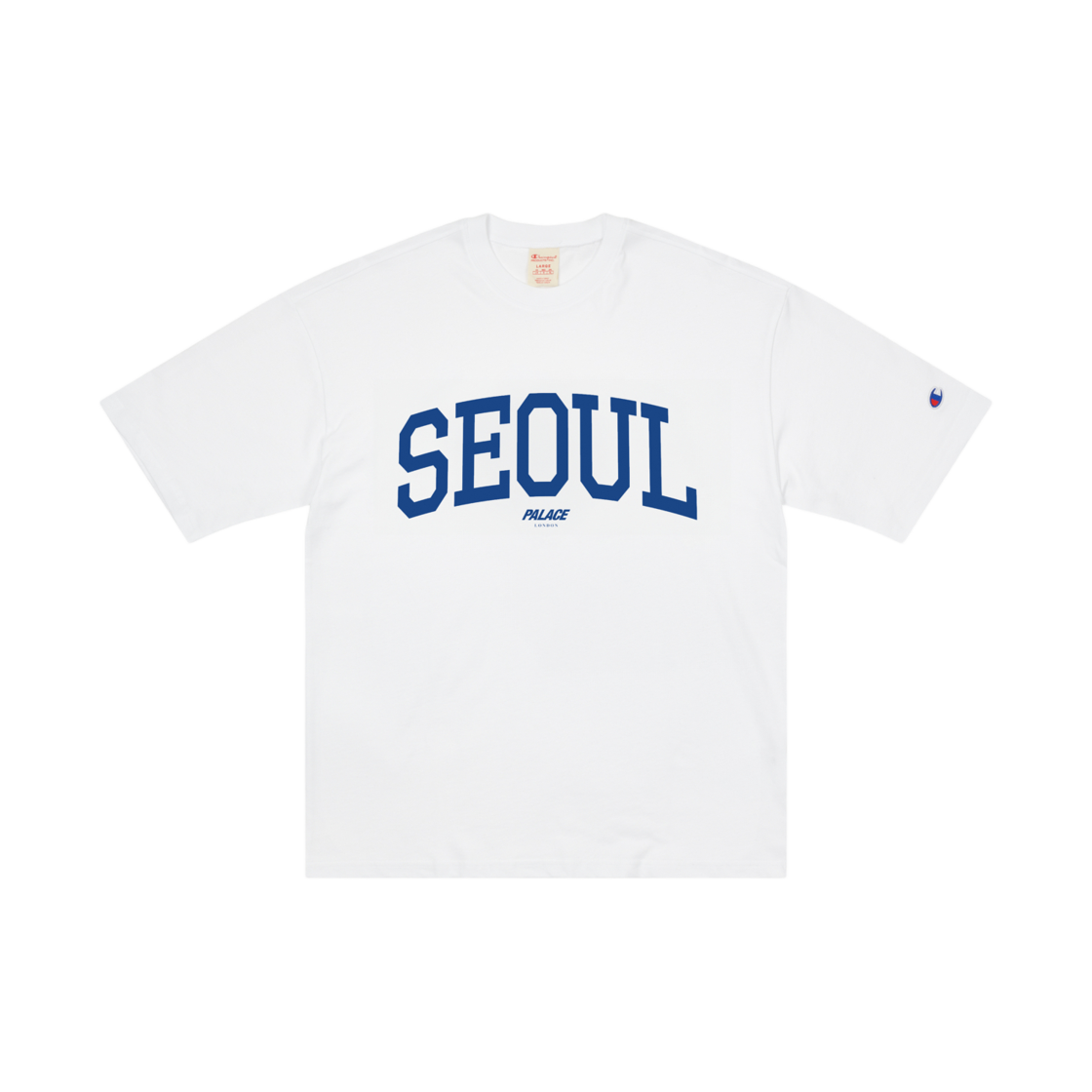 팔라스 x 챔피온 샵 티셔츠 서울 화이트 - 24FW(Palace x Champion Shop T-Shirt Seoul White - 24FW)
